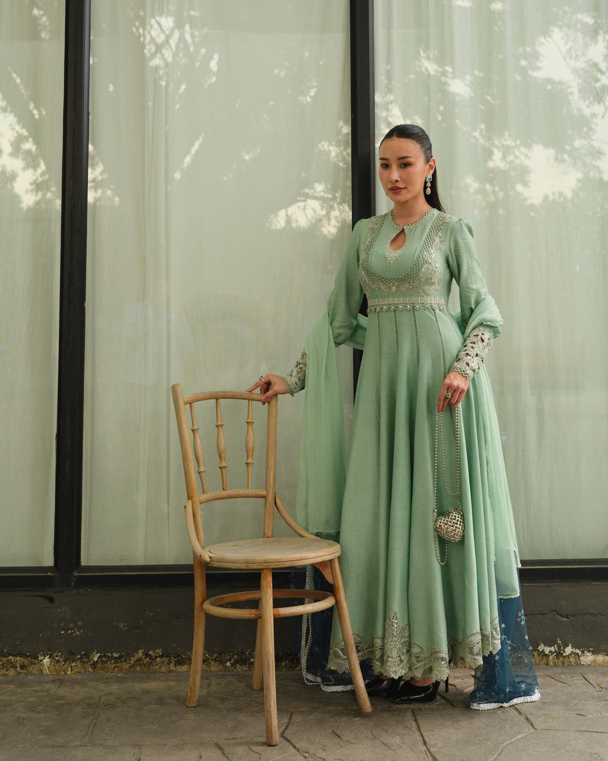 Mysie by Tahira | Wedding Formal Wears | CRAYOLA-Brand:Mysie by Tahira-Type:Ladies Clothes-Pale Mint Green-Raw Silk-House of Maryam- Buy in UK, USA