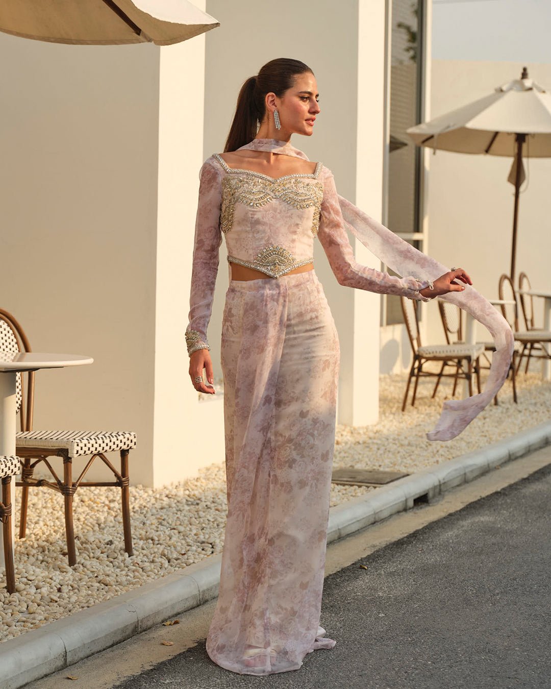 Mysie by Tahira | Wedding Formal Wears | HAREEM-Brand:Mysie by Tahira-Type:Ladies Clothes-Off White-Chiffon-House of Maryam- Buy in UK, USA