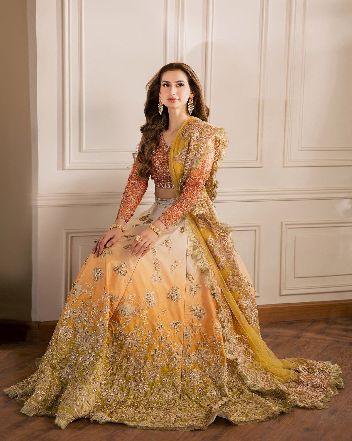 Mysie by Tahira | Wedding Formal Wears | HAZEL-Brand:Mysie by Tahira-Type:Ladies Clothes-Orange-Organza-House of Maryam- Buy in UK, USA