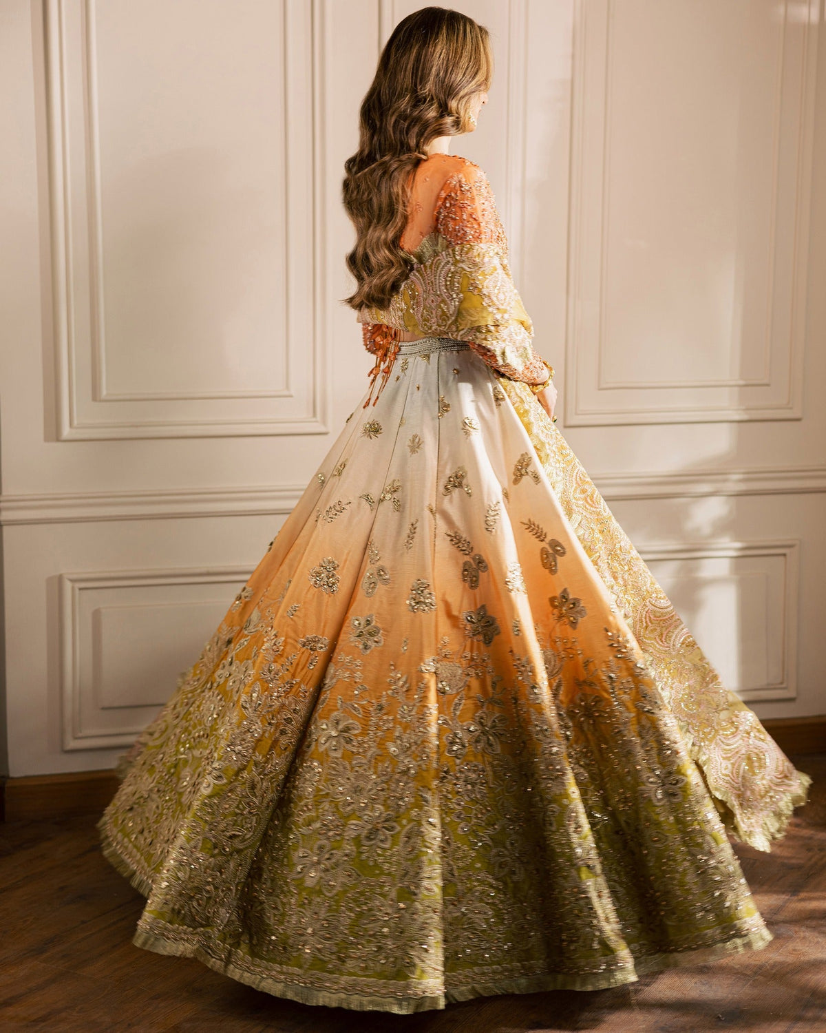 Mysie by Tahira | Wedding Formal Wears | HAZEL-Brand:Mysie by Tahira-Type:Ladies Clothes-Orange-Organza-House of Maryam- Buy in UK, USA