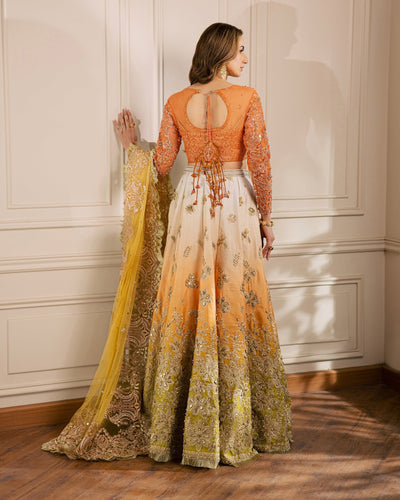 Mysie by Tahira | Wedding Formal Wears | HAZEL-Brand:Mysie by Tahira-Type:Ladies Clothes-Orange-Organza-House of Maryam- Buy in UK, USA