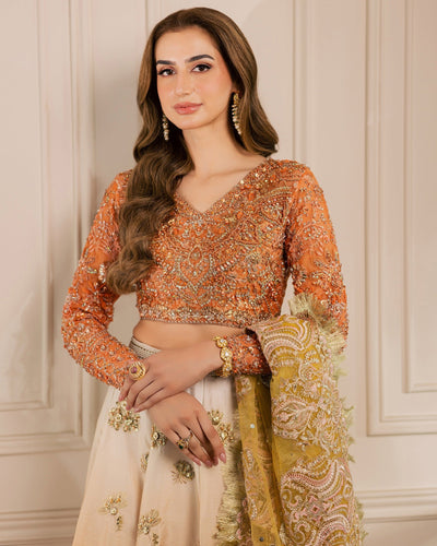 Mysie by Tahira | Wedding Formal Wears | HAZEL-Brand:Mysie by Tahira-Type:Ladies Clothes-Orange-Organza-House of Maryam- Buy in UK, USA