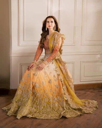 Mysie by Tahira | Wedding Formal Wears | HAZEL-Brand:Mysie by Tahira-Type:Ladies Clothes-Orange-Organza-House of Maryam- Buy in UK, USA