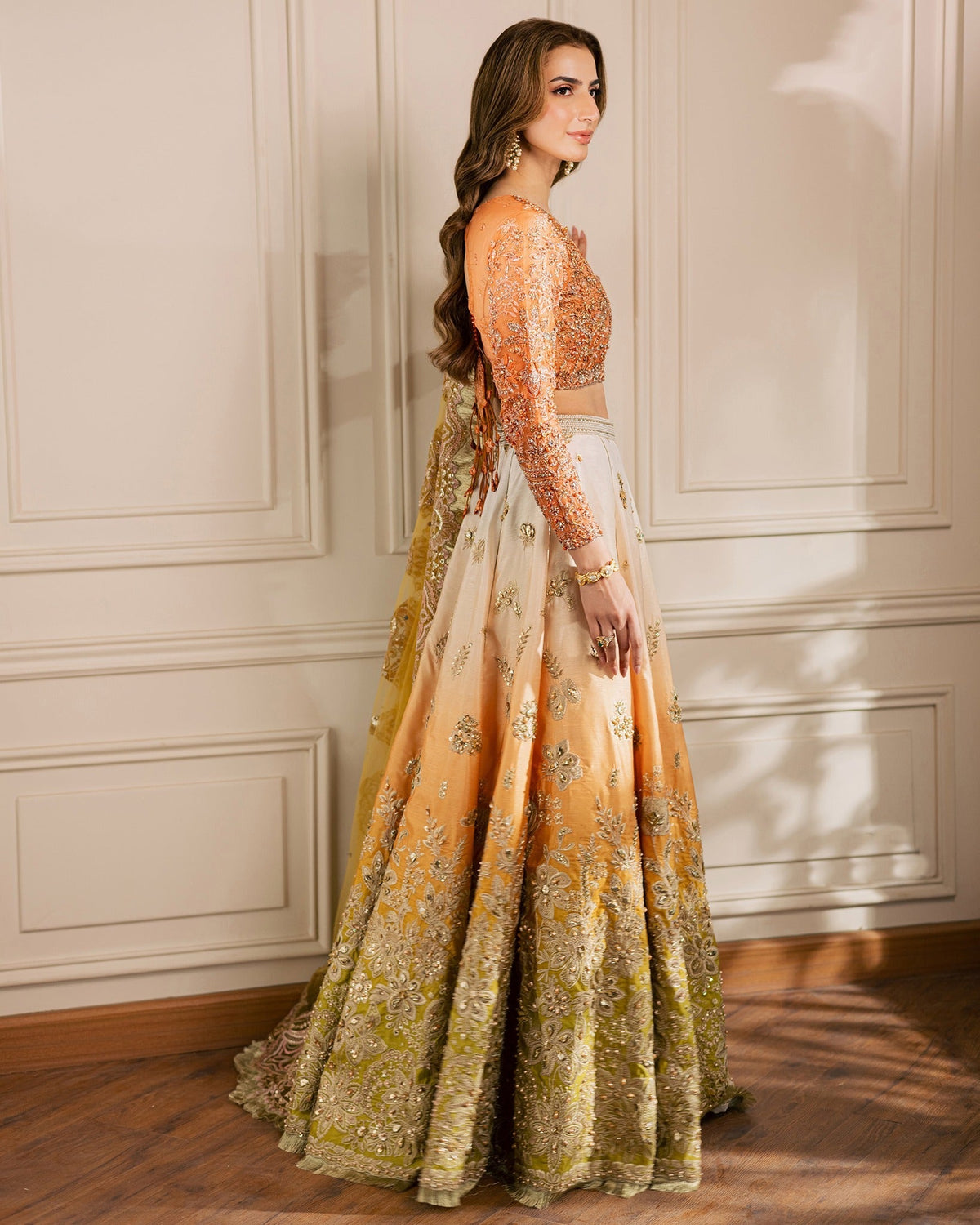 Mysie by Tahira | Wedding Formal Wears | HAZEL-Brand:Mysie by Tahira-Type:Ladies Clothes-Orange-Organza-House of Maryam- Buy in UK, USA