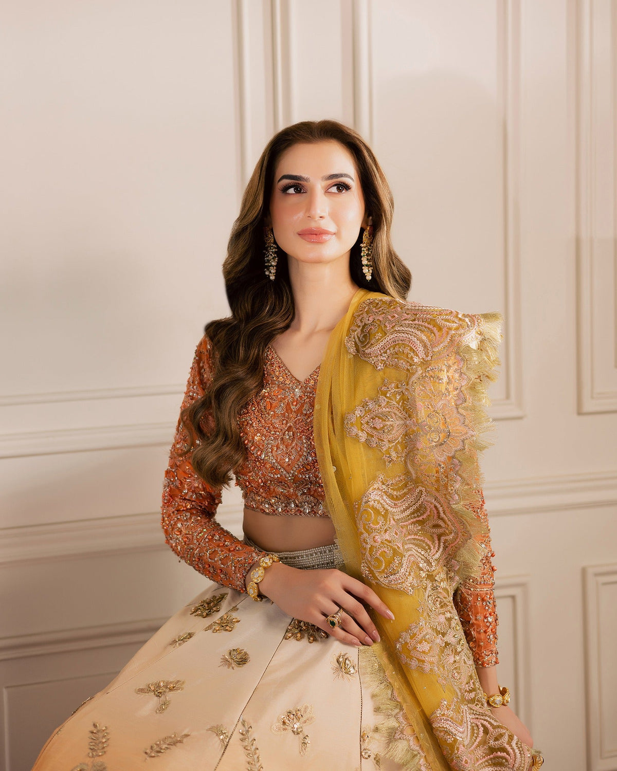 Mysie by Tahira | Wedding Formal Wears | HAZEL-Brand:Mysie by Tahira-Type:Ladies Clothes-Orange-Organza-House of Maryam- Buy in UK, USA