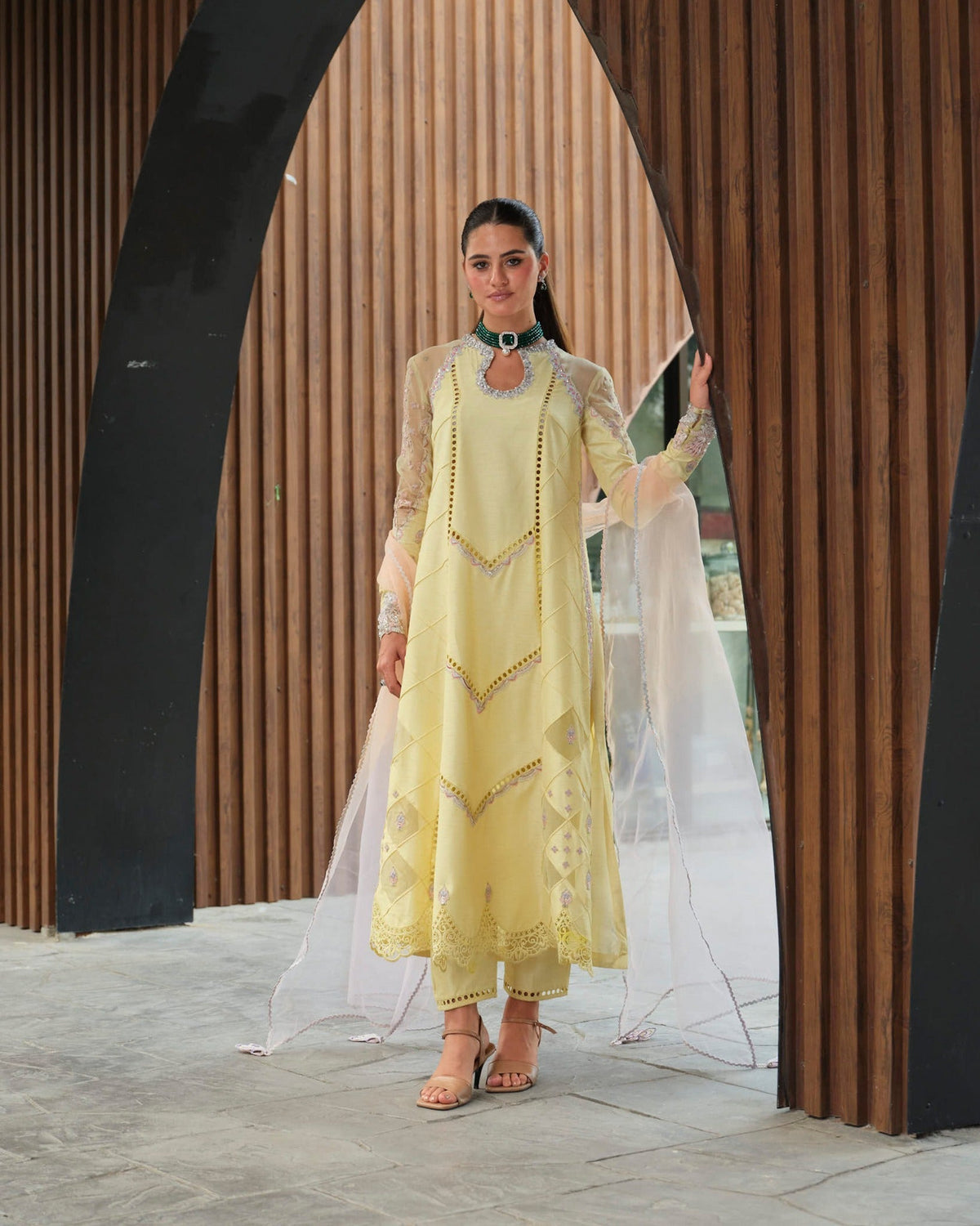 Mysie by Tahira | Wedding Formal Wears | KIARA-Brand:Mysie by Tahira-Type:Ladies Clothes-Lemon Yellow-Raw Silk-House of Maryam- Buy in UK, USA