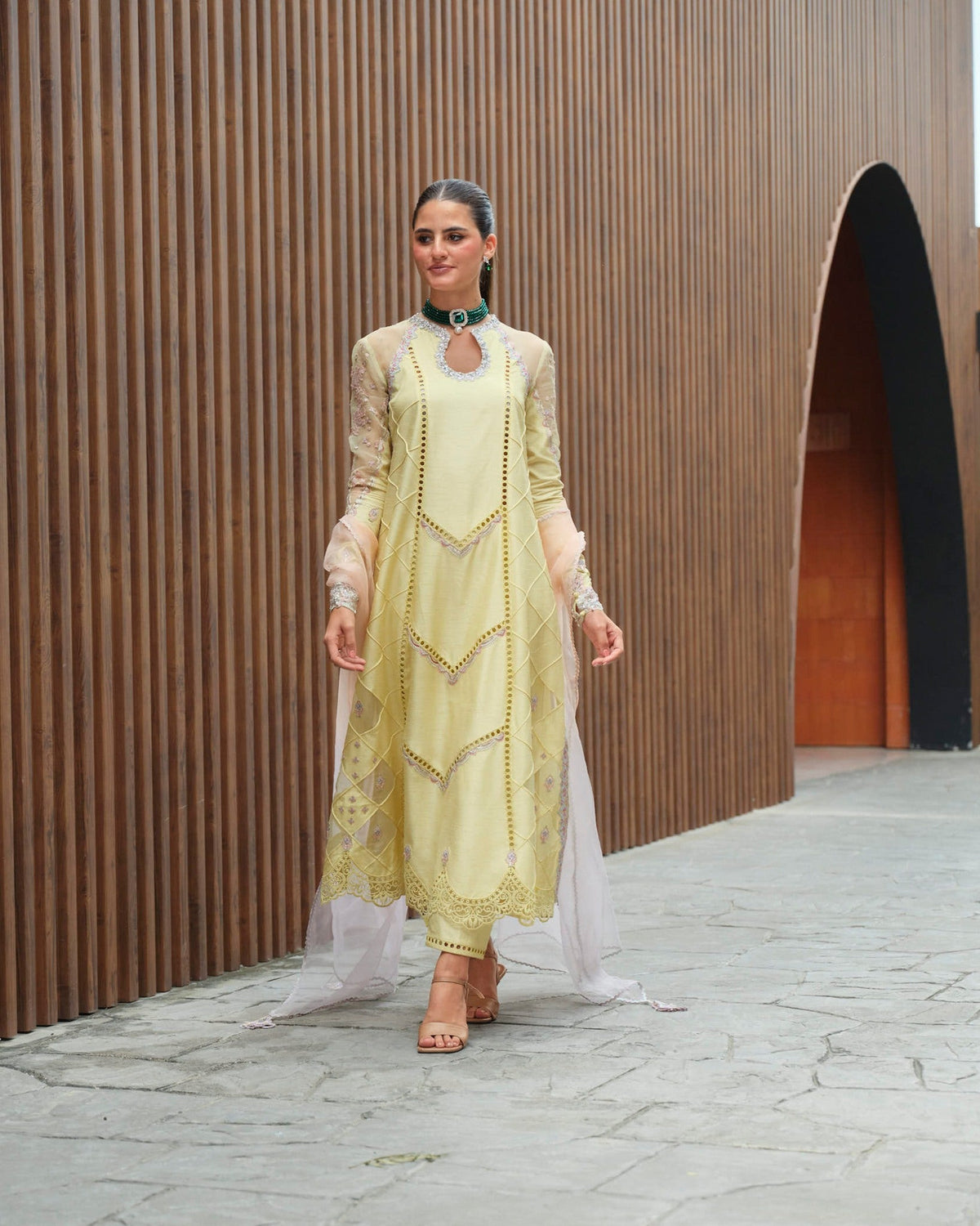 Mysie by Tahira | Wedding Formal Wears | KIARA-Brand:Mysie by Tahira-Type:Ladies Clothes-Lemon Yellow-Raw Silk-House of Maryam- Buy in UK, USA