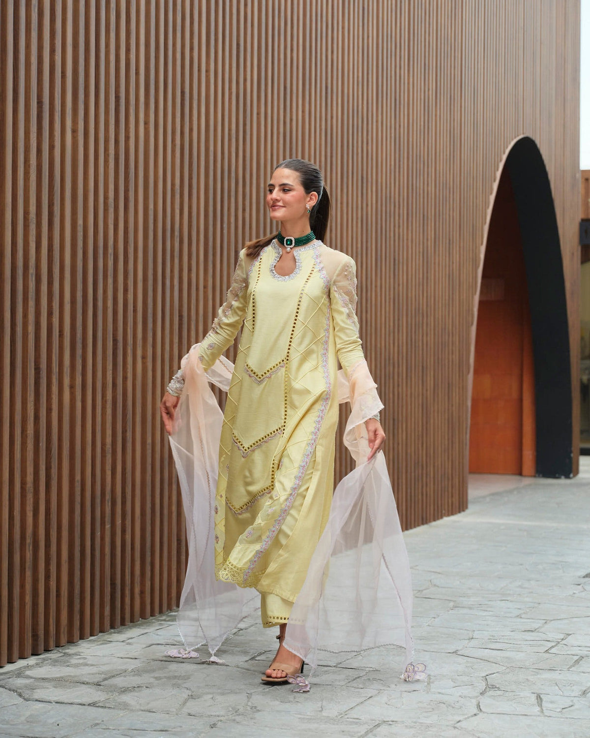 Mysie by Tahira | Wedding Formal Wears | KIARA-Brand:Mysie by Tahira-Type:Ladies Clothes-Lemon Yellow-Raw Silk-House of Maryam- Buy in UK, USA
