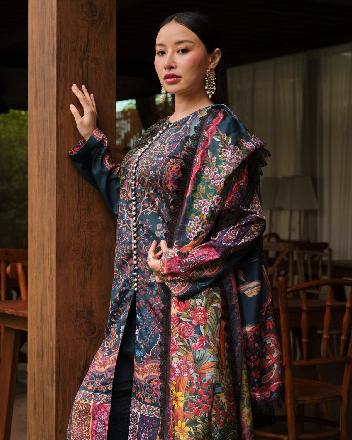 Mysie by Tahira | Wedding Formal Wears | M - 2-Brand:Mysie by Tahira-Type:Ladies Clothes-Zinc Blue-Raw Silk-House of Maryam- Buy in UK, USA