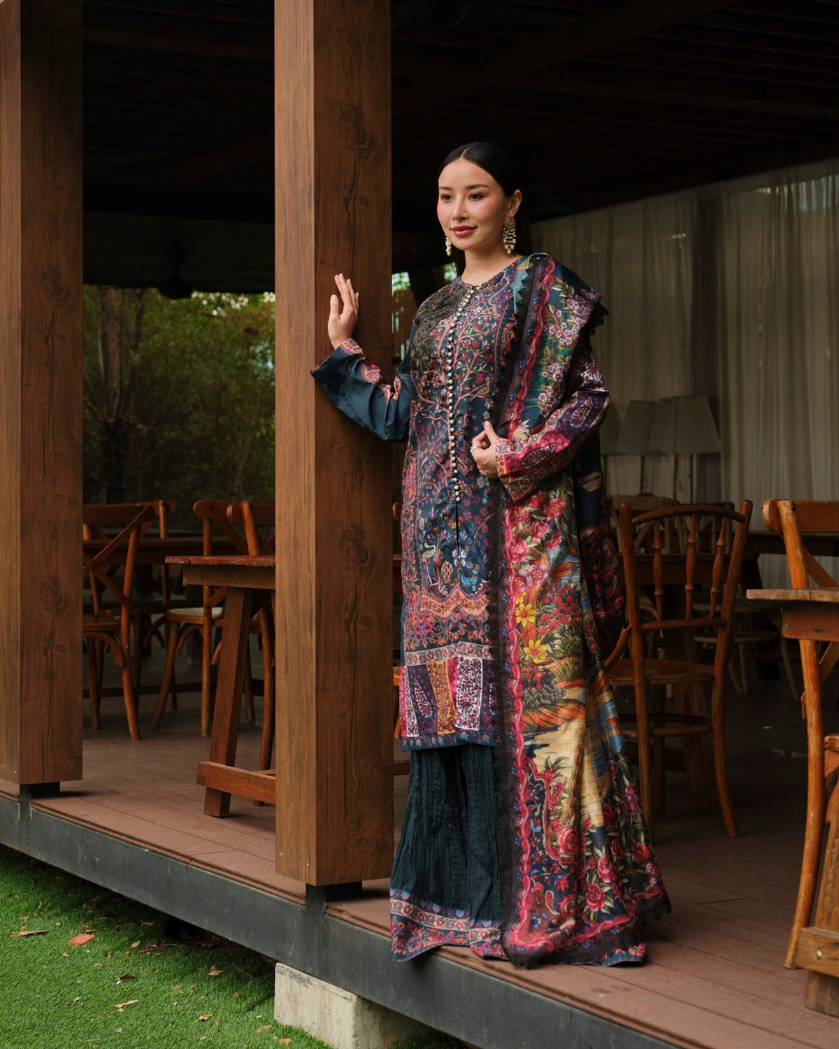 Mysie by Tahira | Wedding Formal Wears | M - 2-Brand:Mysie by Tahira-Type:Ladies Clothes-Zinc Blue-Raw Silk-House of Maryam- Buy in UK, USA