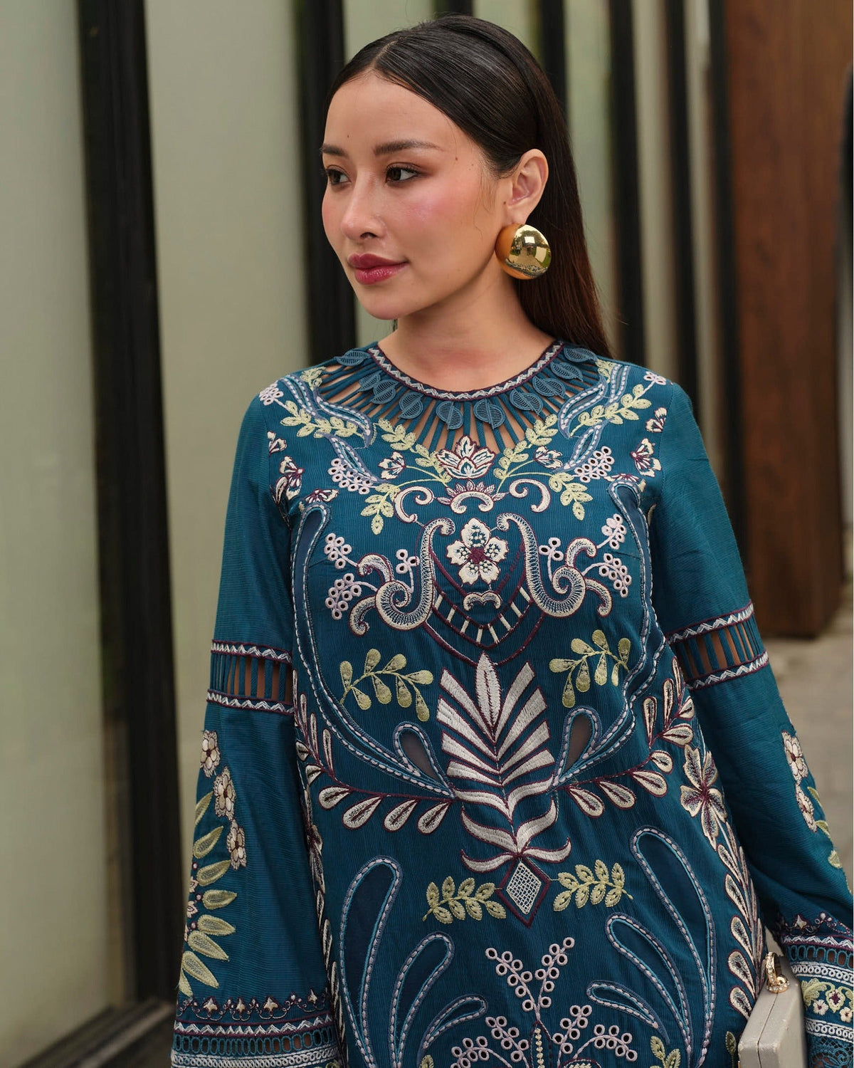 Mysie by Tahira | Wedding Formal Wears | M - 3-Brand:Mysie by Tahira-Type:Ladies Clothes-Teal Blue-Raw Silk-House of Maryam- Buy in UK, USA