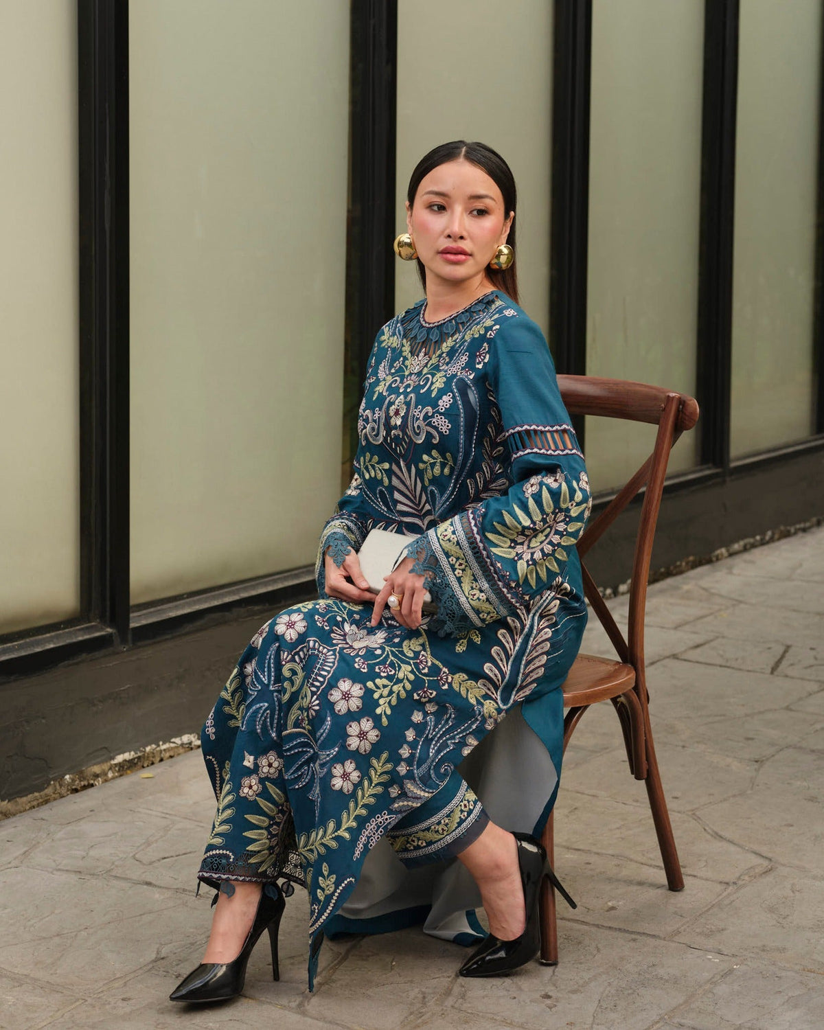 Mysie by Tahira | Wedding Formal Wears | M - 3-Brand:Mysie by Tahira-Type:Ladies Clothes-Teal Blue-Raw Silk-House of Maryam- Buy in UK, USA