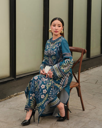 Mysie by Tahira | Wedding Formal Wears | M - 3-Brand:Mysie by Tahira-Type:Ladies Clothes-Teal Blue-Raw Silk-House of Maryam- Buy in UK, USA