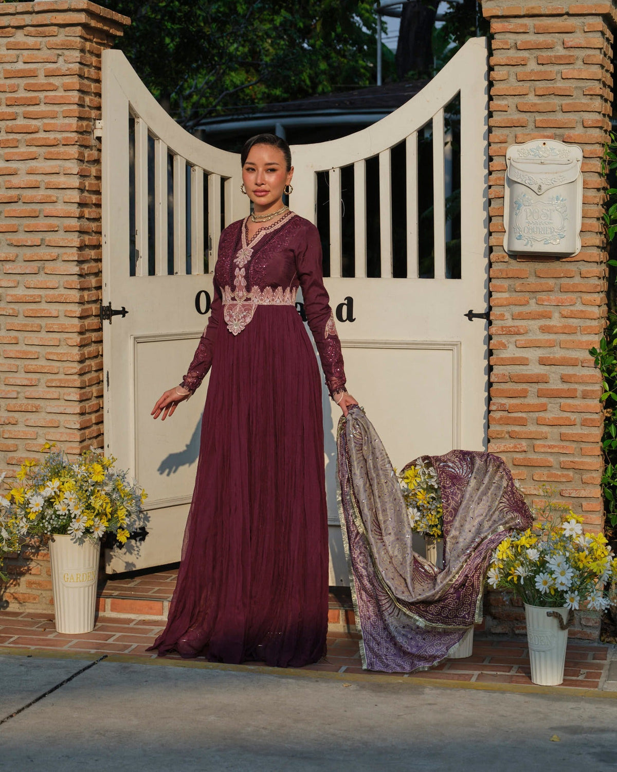 Mysie by Tahira | Wedding Formal Wears | NAILA-Brand:Mysie by Tahira-Type:Ladies Clothes-Maroon-Raw Silk-House of Maryam- Buy in UK, USA