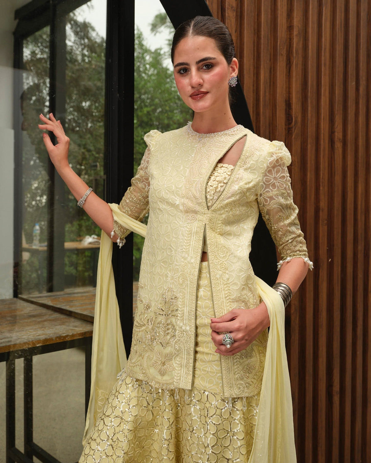 Mysie by Tahira | Wedding Formal Wears | PASTEL-Brand:Mysie by Tahira-Type:Ladies Clothes-Lemon Yellow - House of Maryam- Buy in UK, USA