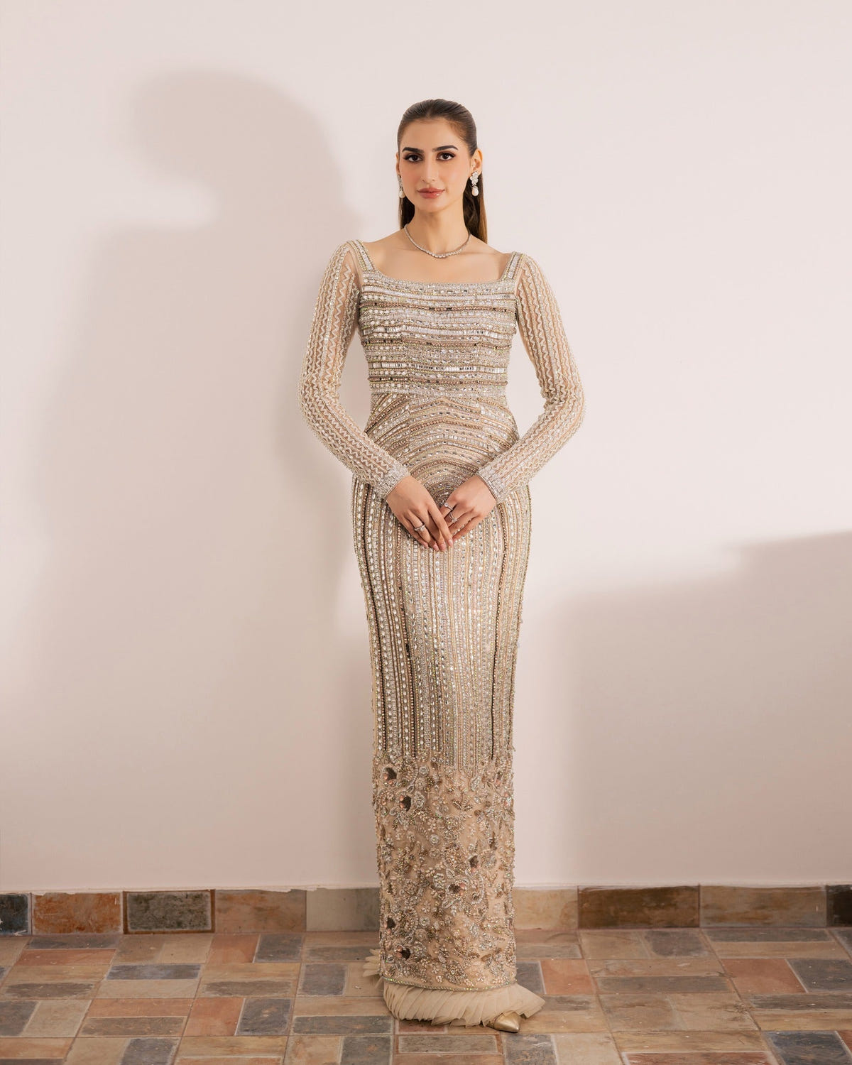 Mysie by Tahira | Wedding Formal Wears | PERLA-Brand:Mysie by Tahira-Type:Ladies Clothes-Off White-Net-House of Maryam- Buy in UK, USA