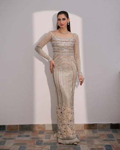 Mysie by Tahira | Wedding Formal Wears | PERLA-Brand:Mysie by Tahira-Type:Ladies Clothes-Off White-Net-House of Maryam- Buy in UK, USA