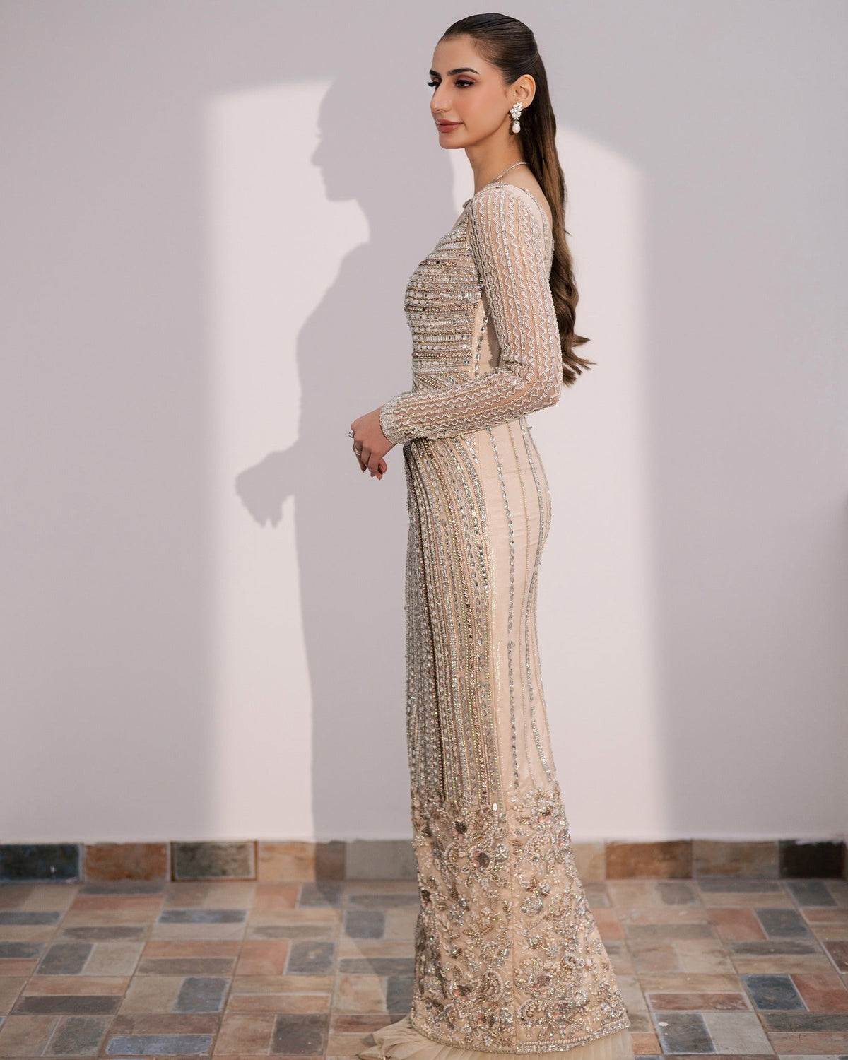 Mysie by Tahira | Wedding Formal Wears | PERLA-Brand:Mysie by Tahira-Type:Ladies Clothes-Off White-Net-House of Maryam- Buy in UK, USA