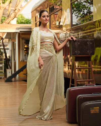 Mysie by Tahira | Wedding Formal Wears | RANO-Brand:Mysie by Tahira-Type:Ladies Clothes-Pastel Yellow-Raw Silk-House of Maryam- Buy in UK, USA