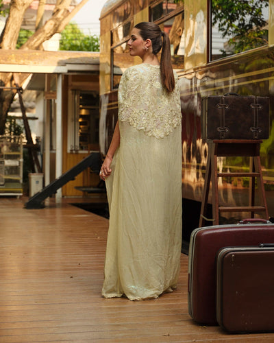 Mysie by Tahira | Wedding Formal Wears | RANO-Brand:Mysie by Tahira-Type:Ladies Clothes-Pastel Yellow-Raw Silk-House of Maryam- Buy in UK, USA