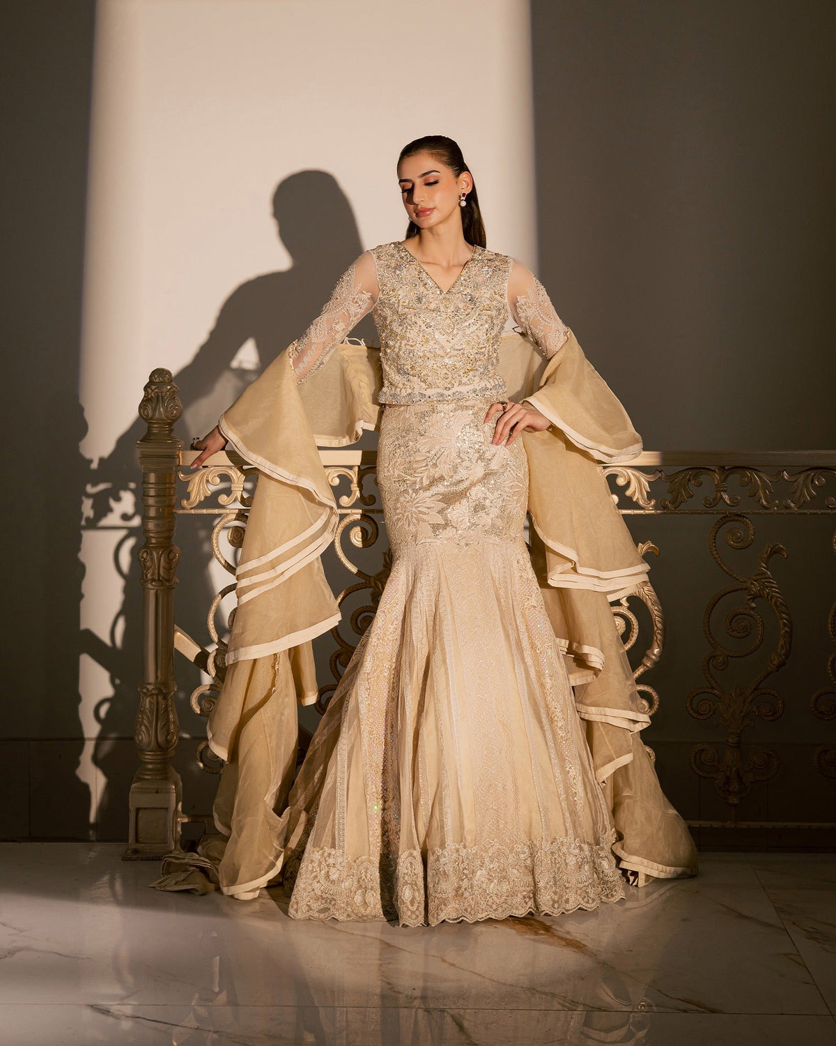 Mysie by Tahira | Wedding Formal Wears | RANYA-Brand:Mysie by Tahira-Type:Ladies Clothes-Gold-Organza-House of Maryam- Buy in UK, USA