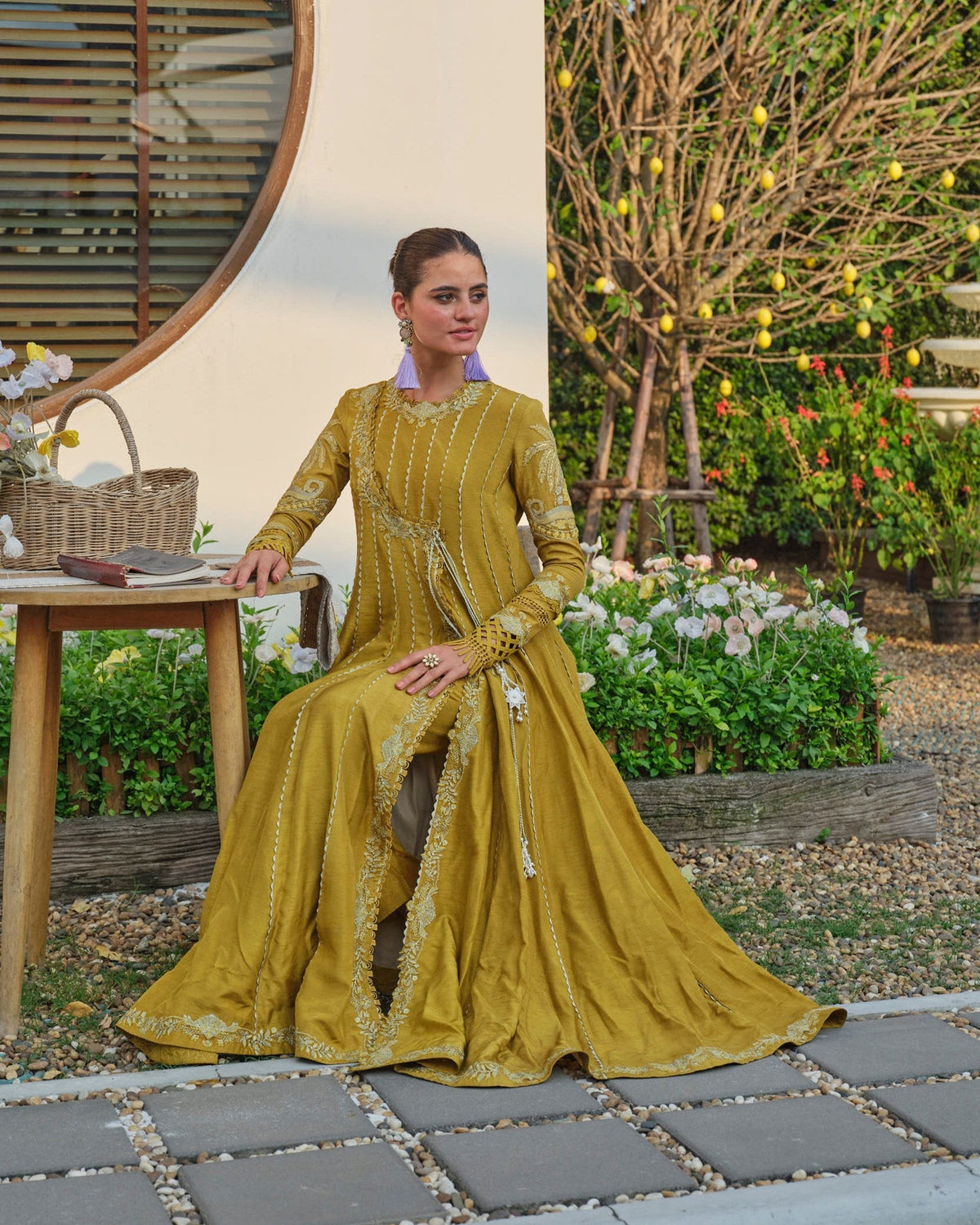 Mysie by Tahira | Wedding Formal Wears | SAMREEN-Brand:Mysie by Tahira-Type:Ladies Clothes-Mustard-Raw Silk-House of Maryam- Buy in UK, USA