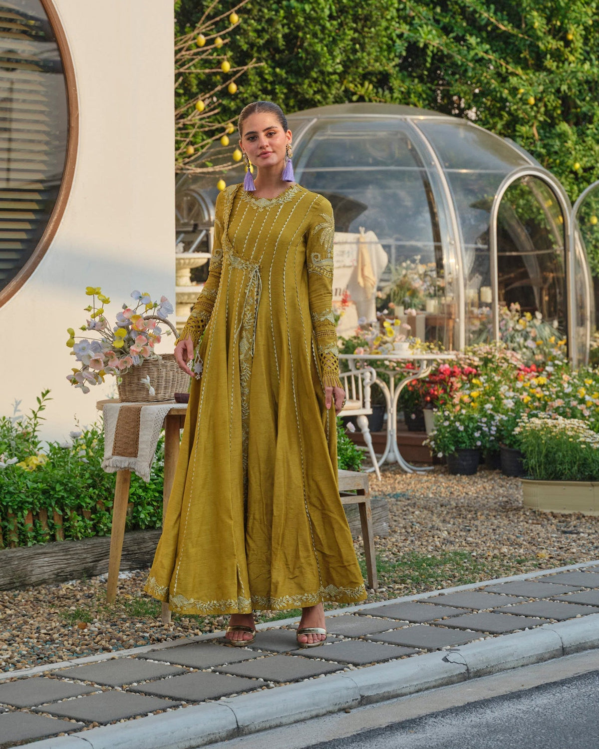 Mysie by Tahira | Wedding Formal Wears | SAMREEN-Brand:Mysie by Tahira-Type:Ladies Clothes-Mustard-Raw Silk-House of Maryam- Buy in UK, USA
