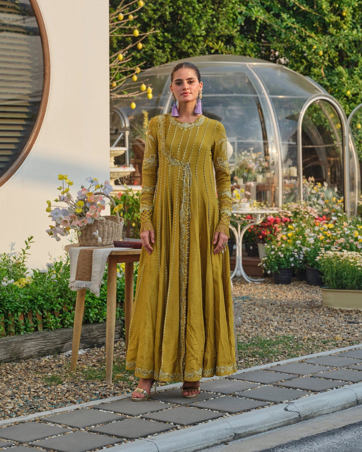Mysie by Tahira | Wedding Formal Wears | SAMREEN-Brand:Mysie by Tahira-Type:Ladies Clothes-Mustard-Raw Silk-House of Maryam- Buy in UK, USA