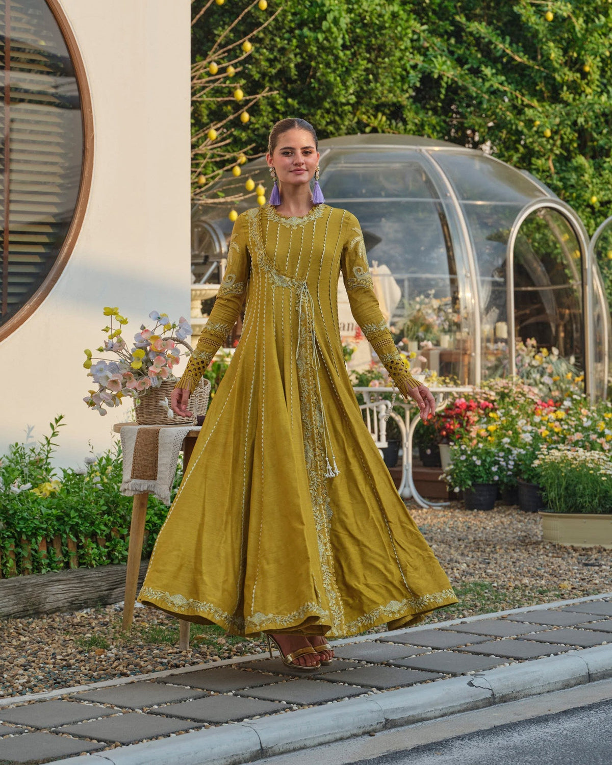 Mysie by Tahira | Wedding Formal Wears | SAMREEN-Brand:Mysie by Tahira-Type:Ladies Clothes-Mustard-Raw Silk-House of Maryam- Buy in UK, USA