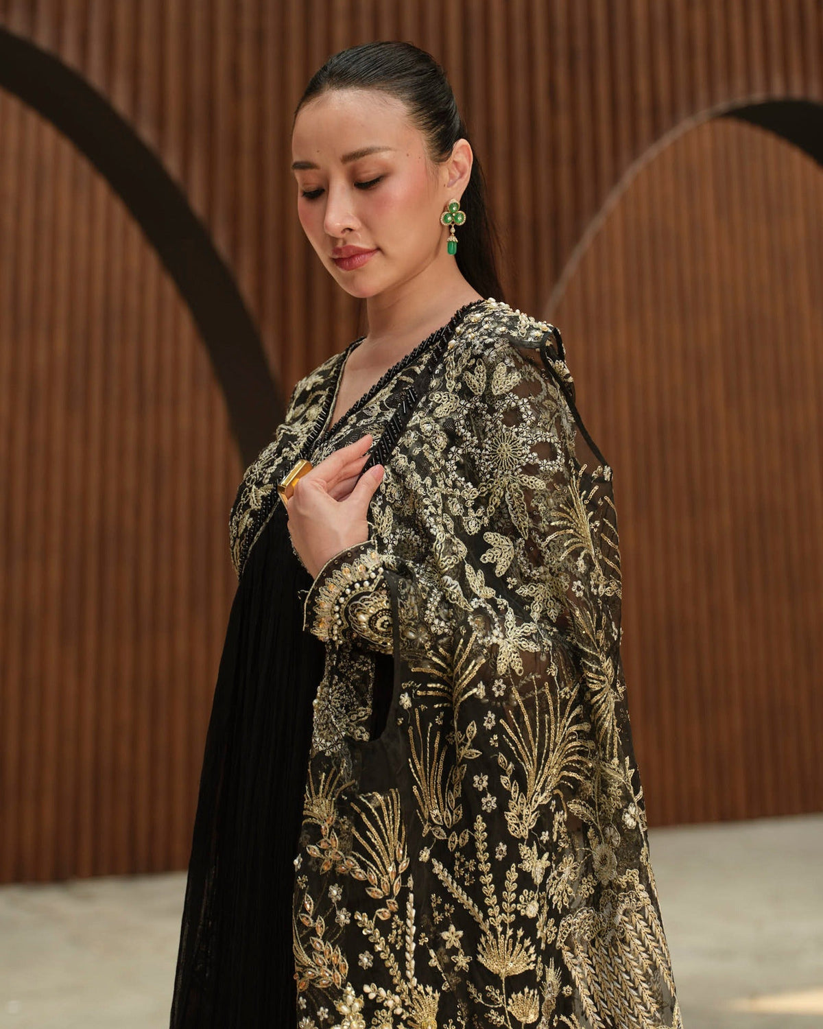 Mysie by Tahira | Wedding Formal Wears | SPICE-Brand:Mysie by Tahira-Type:Ladies Clothes-Black-Chiffon-House of Maryam- Buy in UK, USA