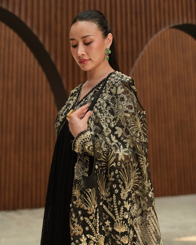 Mysie by Tahira | Wedding Formal Wears | SPICE-Brand:Mysie by Tahira-Type:Ladies Clothes-Black-Chiffon-House of Maryam- Buy in UK, USA