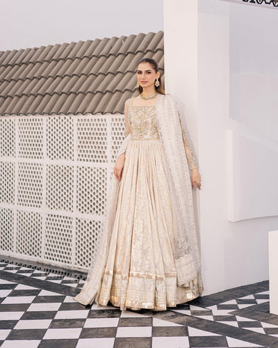 Mysie by Tahira | Wedding Formal Wears | ULFAT-Brand:Mysie by Tahira-Type:Ladies Clothes-Dusty White-Chiffon-House of Maryam- Buy in UK, USA