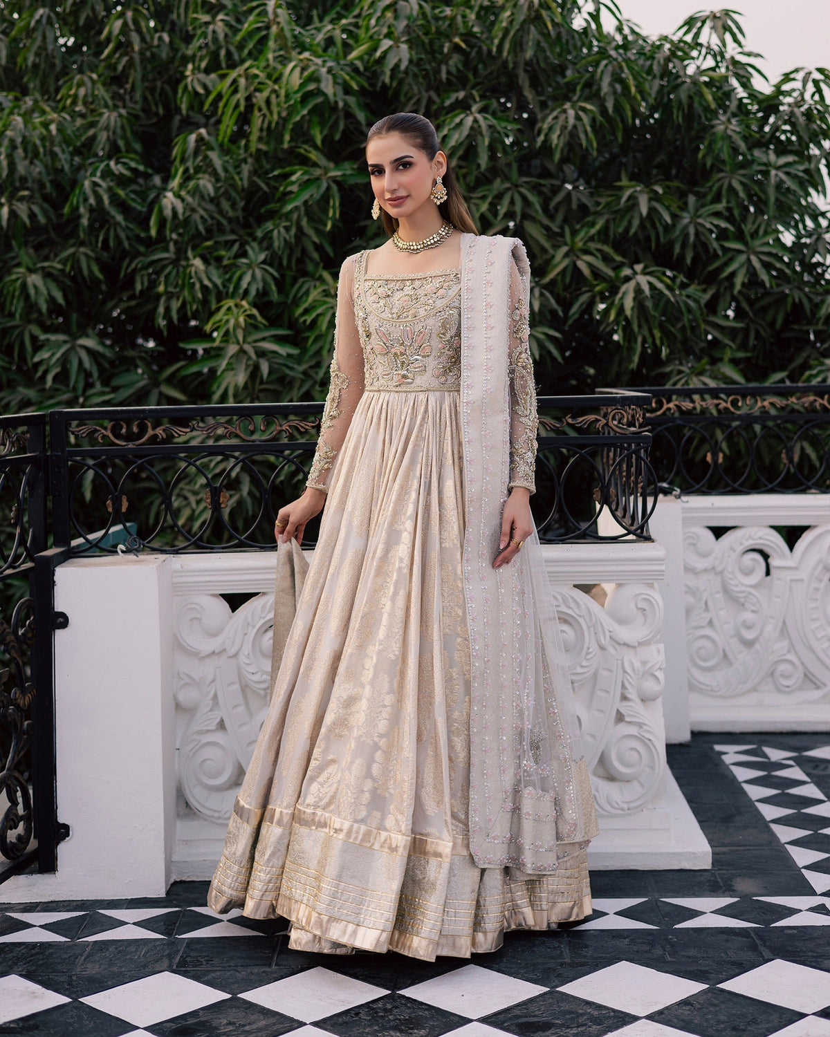 Mysie by Tahira | Wedding Formal Wears | ULFAT-Brand:Mysie by Tahira-Type:Ladies Clothes-Dusty White-Chiffon-House of Maryam- Buy in UK, USA