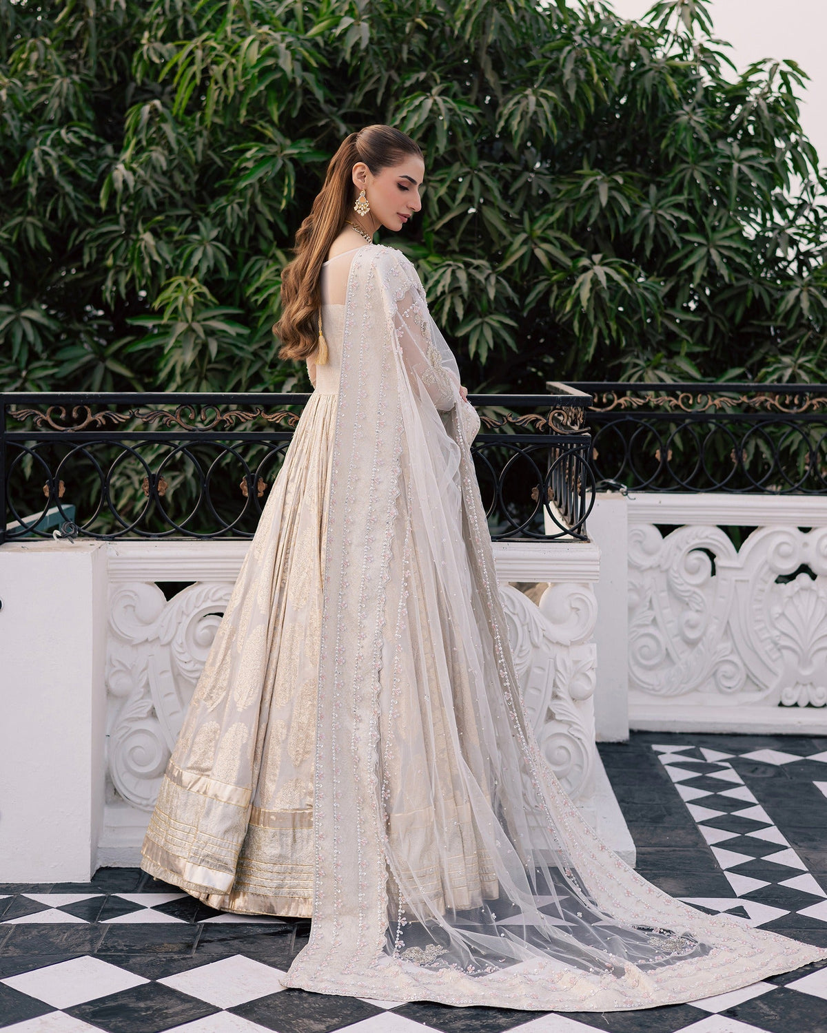 Mysie by Tahira | Wedding Formal Wears | ULFAT-Brand:Mysie by Tahira-Type:Ladies Clothes-Dusty White-Chiffon-House of Maryam- Buy in UK, USA