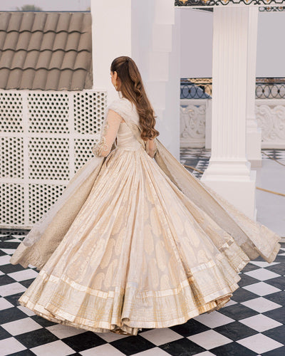 Mysie by Tahira | Wedding Formal Wears | ULFAT-Brand:Mysie by Tahira-Type:Ladies Clothes-Dusty White-Chiffon-House of Maryam- Buy in UK, USA