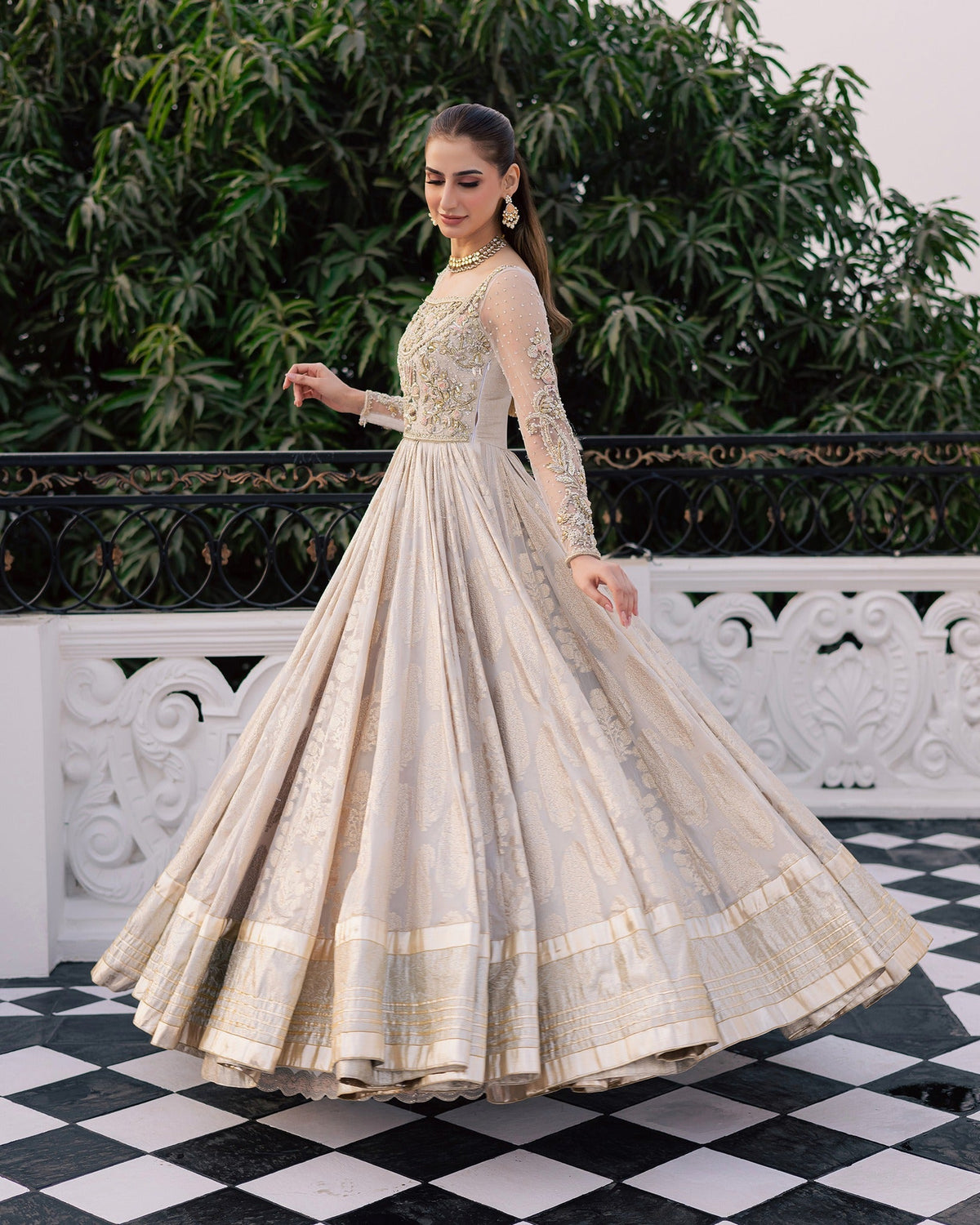 Mysie by Tahira | Wedding Formal Wears | ULFAT-Brand:Mysie by Tahira-Type:Ladies Clothes-Dusty White-Chiffon-House of Maryam- Buy in UK, USA