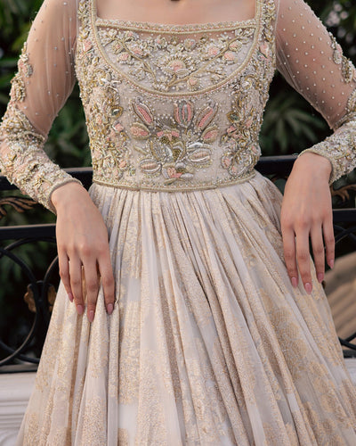 Mysie by Tahira | Wedding Formal Wears | ULFAT-Brand:Mysie by Tahira-Type:Ladies Clothes-Dusty White-Chiffon-House of Maryam- Buy in UK, USA