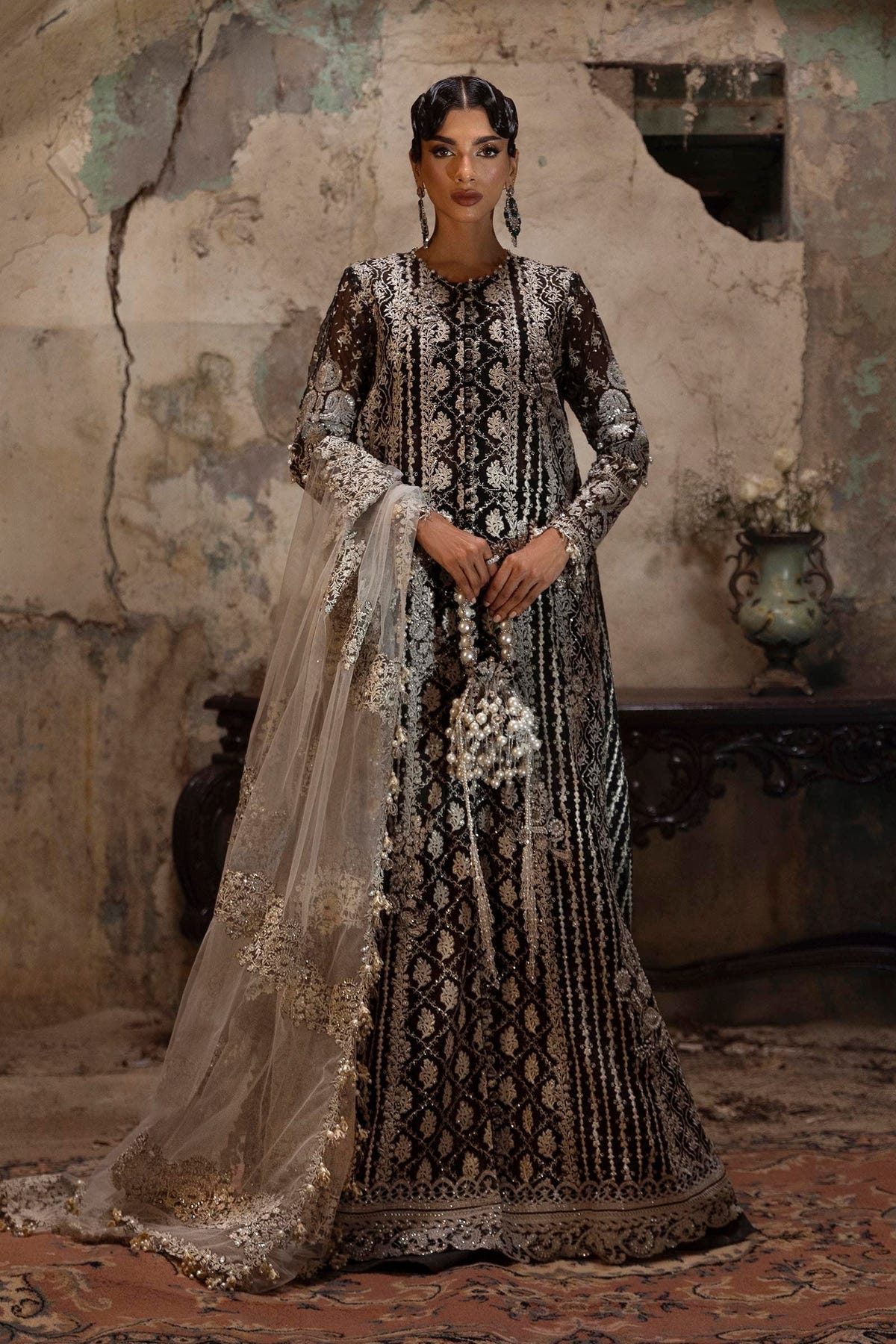 Sana Safinaz | Nura Vol. I 2025 | Woven Net 3 Piece Suit (N251-003-3CX) -  Sana Safinaz  - Original Designer Dress - House of Maryam