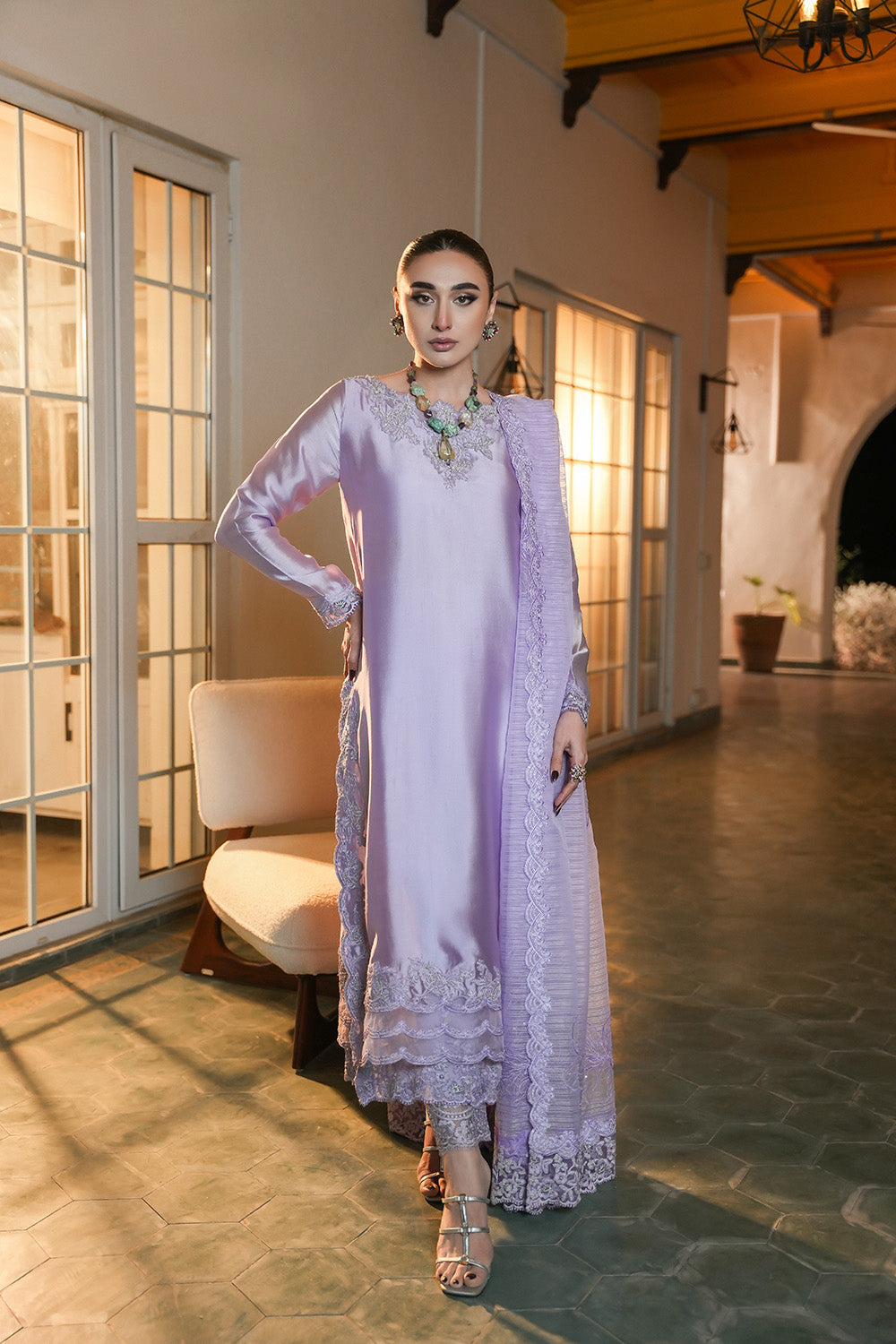 Nilofer Shahid | Verve Summer 24 | Dynamic Diva (3pc)- Verve SS 24 -  Nilofer Shahid Formal -  House of Maryam