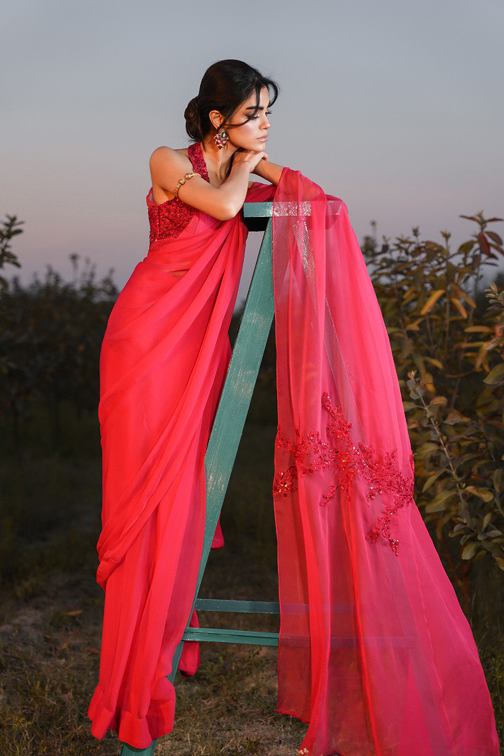 Nilofer Shahid | Verve Summer 24 | Radiant Rebel (Saree) by Designer Nilofer Shahid - House of Maryam - Pakistani Designer Ethnic Wear in {{ shop.shopifyCountryName }}
