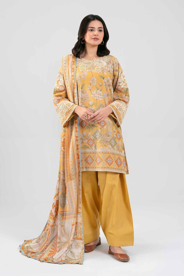 Nishat | Eid Lawn | 42601456-Brand:Nishat-Type:Ladies Clothes-Mustard Yellow-Lawn-House of Maryam- Buy in UK, USA