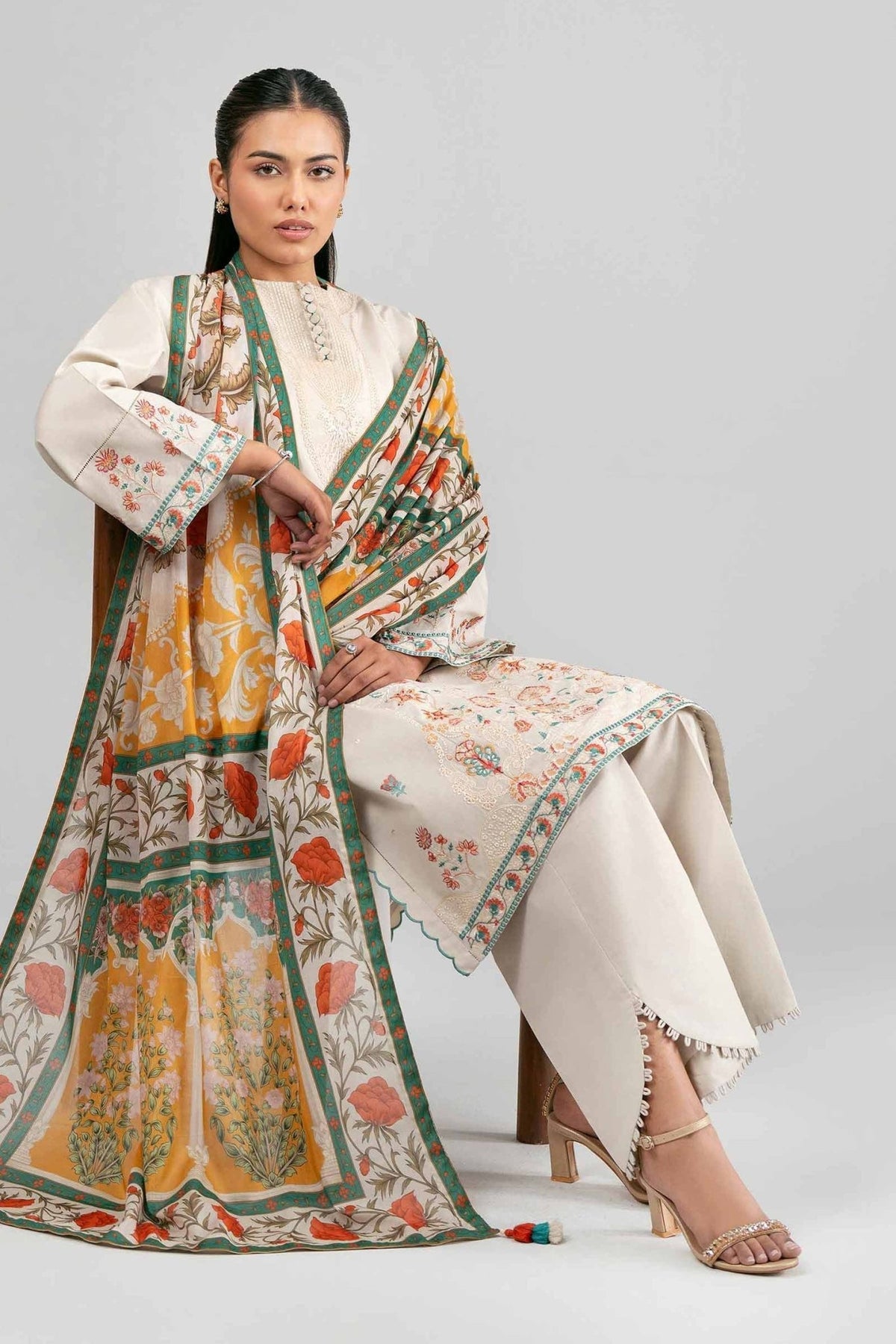 Nishat | Eid Lawn | 42601527-Brand:Nishat-Type:Ladies Clothes-Off White-Lawn-House of Maryam- Buy in UK, USA