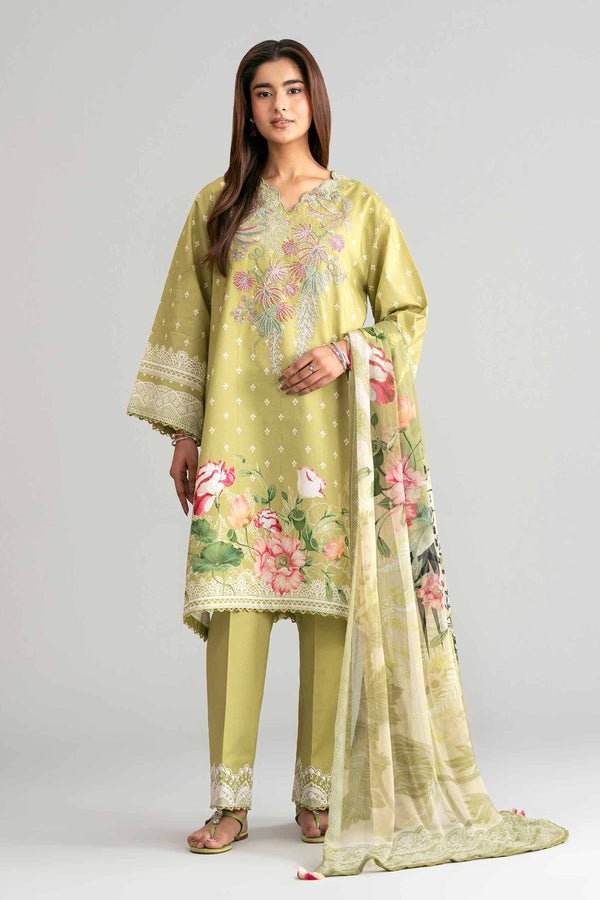 Nishat | Eid Lawn | 42601562-Brand:Nishat-Type:Ladies Clothes-Olive-Lawn-House of Maryam- Buy in UK, USA
