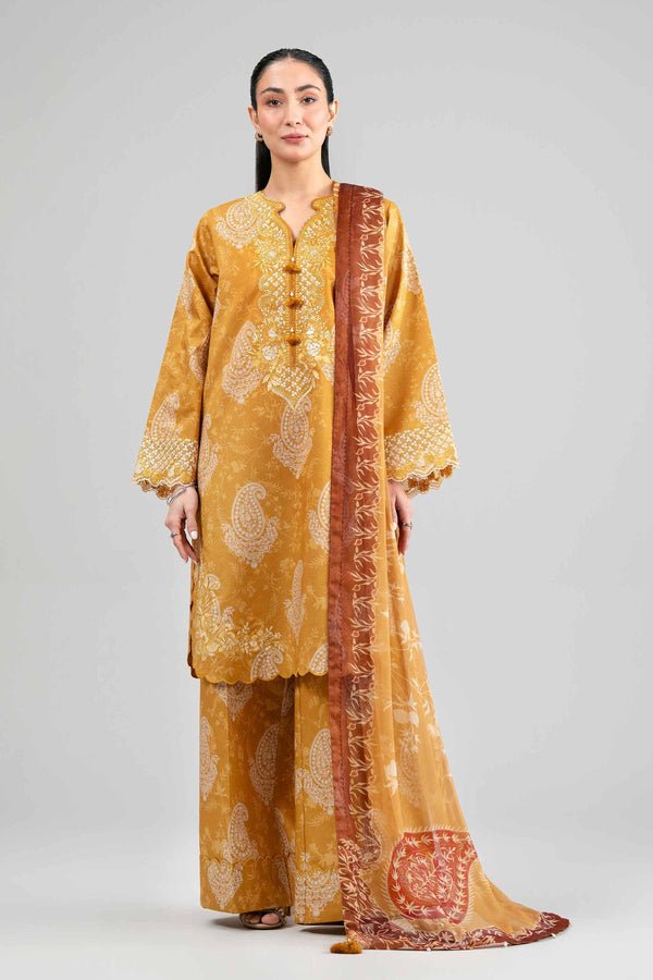 Nishat | Eid Lawn | 42601564-Brand:Nishat-Type:Ladies Clothes-Old Gold-Lawn-House of Maryam- Buy in UK, USA