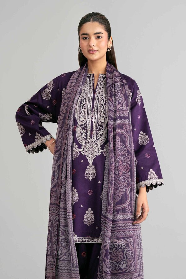 Nishat | Eid Lawn | 42601566-Brand:Nishat-Type:Ladies Clothes-Dark Purple-Lawn-House of Maryam- Buy in UK, USA