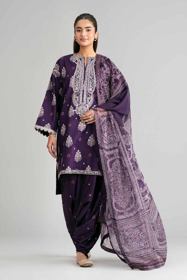 Nishat | Eid Lawn | 42601566-Brand:Nishat-Type:Ladies Clothes-Dark Purple-Lawn-House of Maryam- Buy in UK, USA
