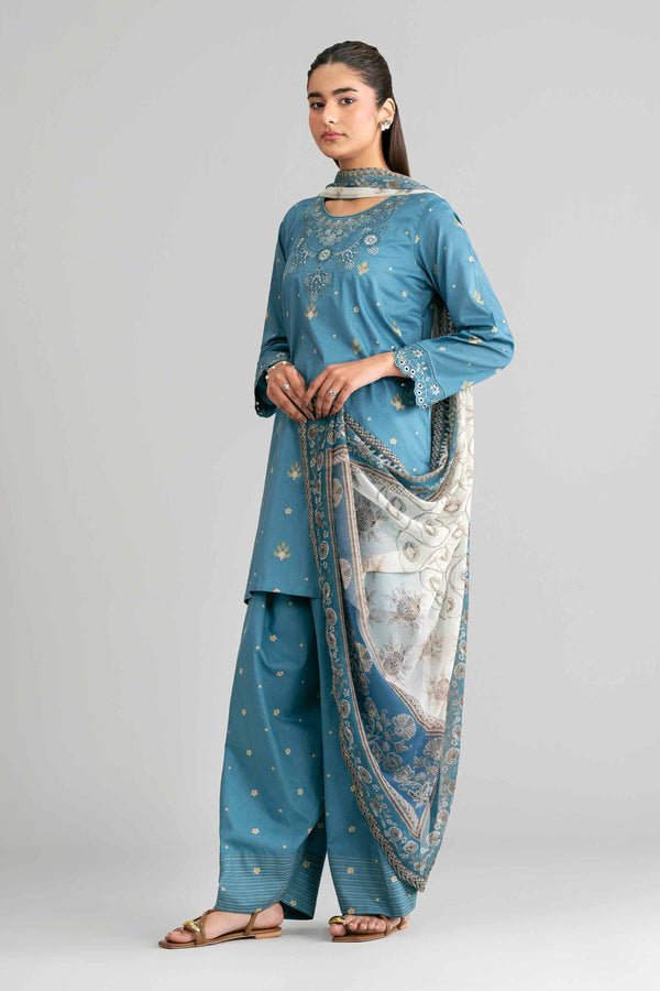 Nishat | Eid Lawn | 42601569-Brand:Nishat-Type:Ladies Clothes-Teal Blue-Lawn-House of Maryam- Buy in UK, USA
