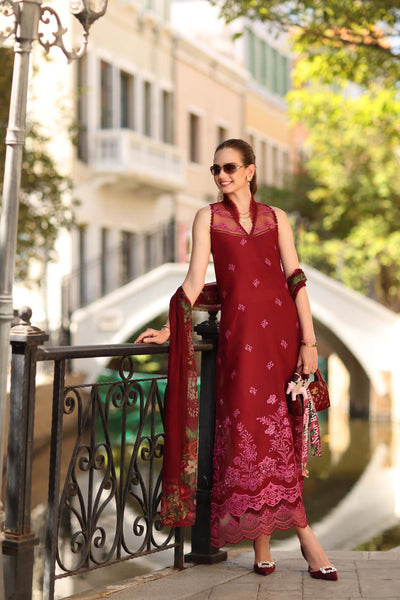 Noor by Saadia Asad | Eid Luxe Printkhaas 26 | D1 - A - Ruby-Brand:Noor by Saadia Asad-Type:Ladies Clothes-Ruby Red-Lawn-House of Maryam- Buy in UK, USA