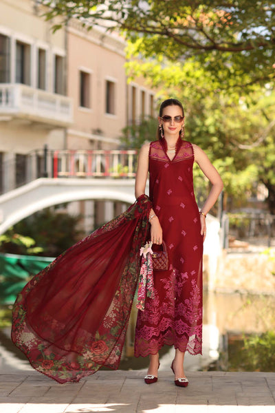 Noor by Saadia Asad | Eid Luxe Printkhaas 26 | D1 - A - Ruby-Brand:Noor by Saadia Asad-Type:Ladies Clothes-Ruby Red-Lawn-House of Maryam- Buy in UK, USA