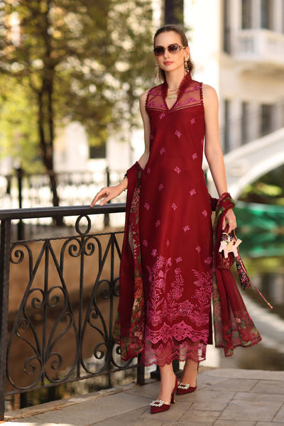 Noor by Saadia Asad | Eid Luxe Printkhaas 26 | D1 - A - Ruby-Brand:Noor by Saadia Asad-Type:Ladies Clothes-Ruby Red-Lawn-House of Maryam- Buy in UK, USA
